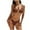 Brown, variant on Women's Bikini Swimsuits,Women's 2025 Spring Fashion Bikini Hanging Neck Split Swimsuit Set Green M