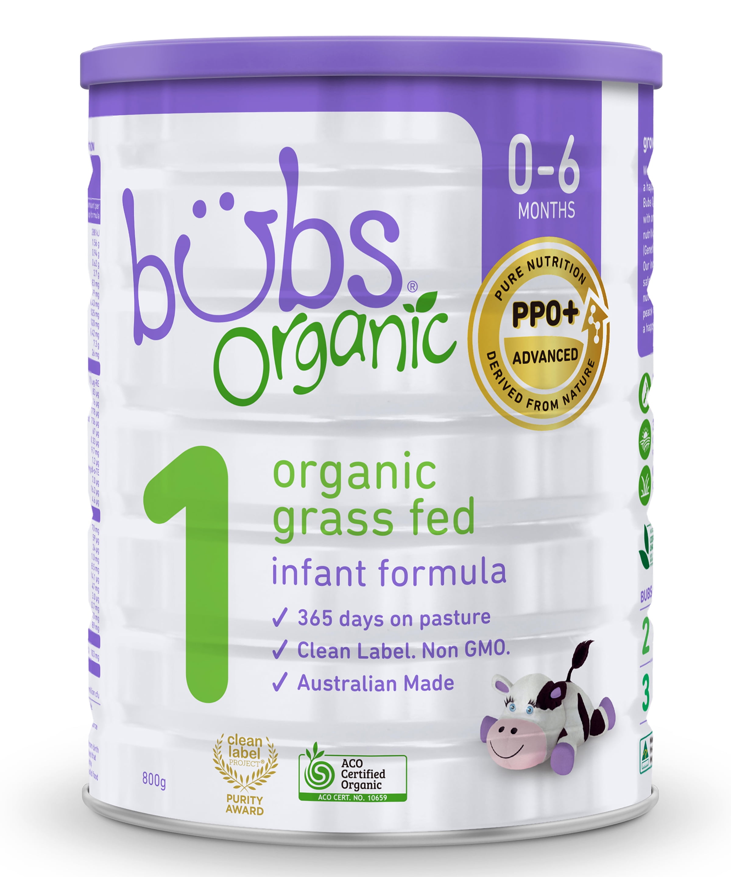 Bubs Organic® Grass Fed Infant Formula Stage 1, 800g (0-6 Months