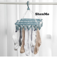 thumbnail image 3 of ShenMo 1 pieza Lindo estante para calcetines, práctico estante plegable para calcetines con 32 pinzas de plástico para calcetines, ropa interior, azul, 3 of 5