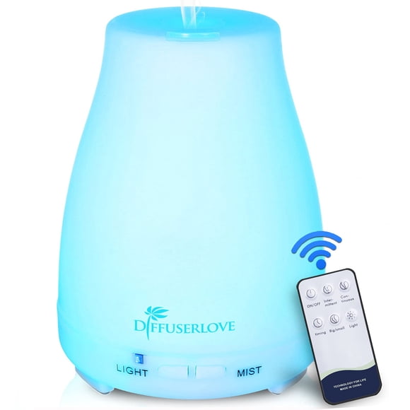 Diffuserlove Essential Oil Diffusers 200ML Remote Control Ultrasonic Mist Humidifiers BPA-Free Aromatherapy Diffuser with 7 Color Lights and Waterles