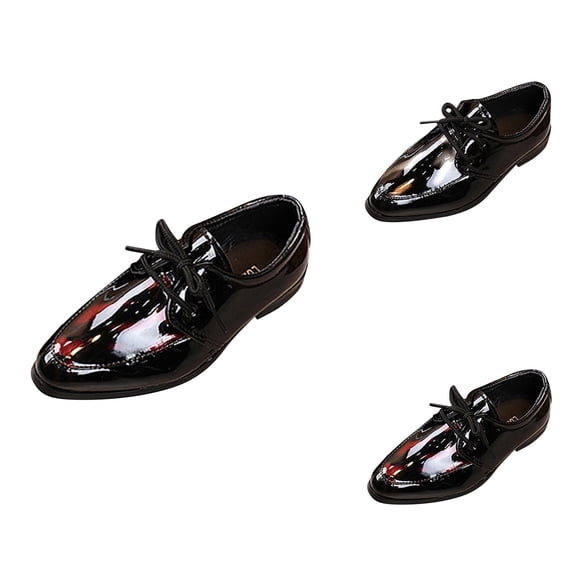 British Style Toddler Boys' Leather Casual Shoes, Baby Student Perform Dress Shoes for Children, Black