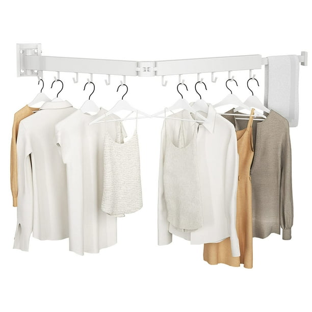 Tendedero de ropa plegable Kelisiting, soporte de pared con 2 pliegues