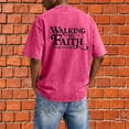 thumbnail image 6 of Mens Christian Graphic T Shirts - 'Walking By Faith Tripping Constantly' Vintage Acid Wash Tshirt Oversized Faith Quote Religious Casual Tops for Streetwear Summer Vacation, 6 of 8