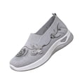 thumbnail image 2 of Willtoo Women's Butterfly Embroidered Loafers Breathable Knitted Mesh Slip-on Loafers Lightweight Comfortable Casual Sneakers Orthopedic Walking Shoes with Arch Support, 2 of 5
