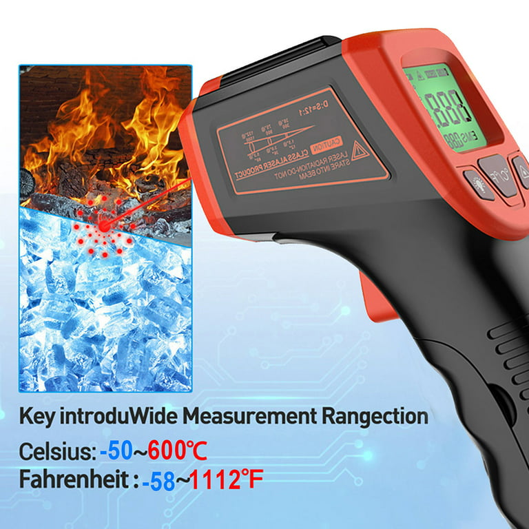 Infrared Thermometer, Digital Temperature Gun Laser Thermometer For Cooking,  Home Maintenance, Car Surface Measurement -55℃-600℃