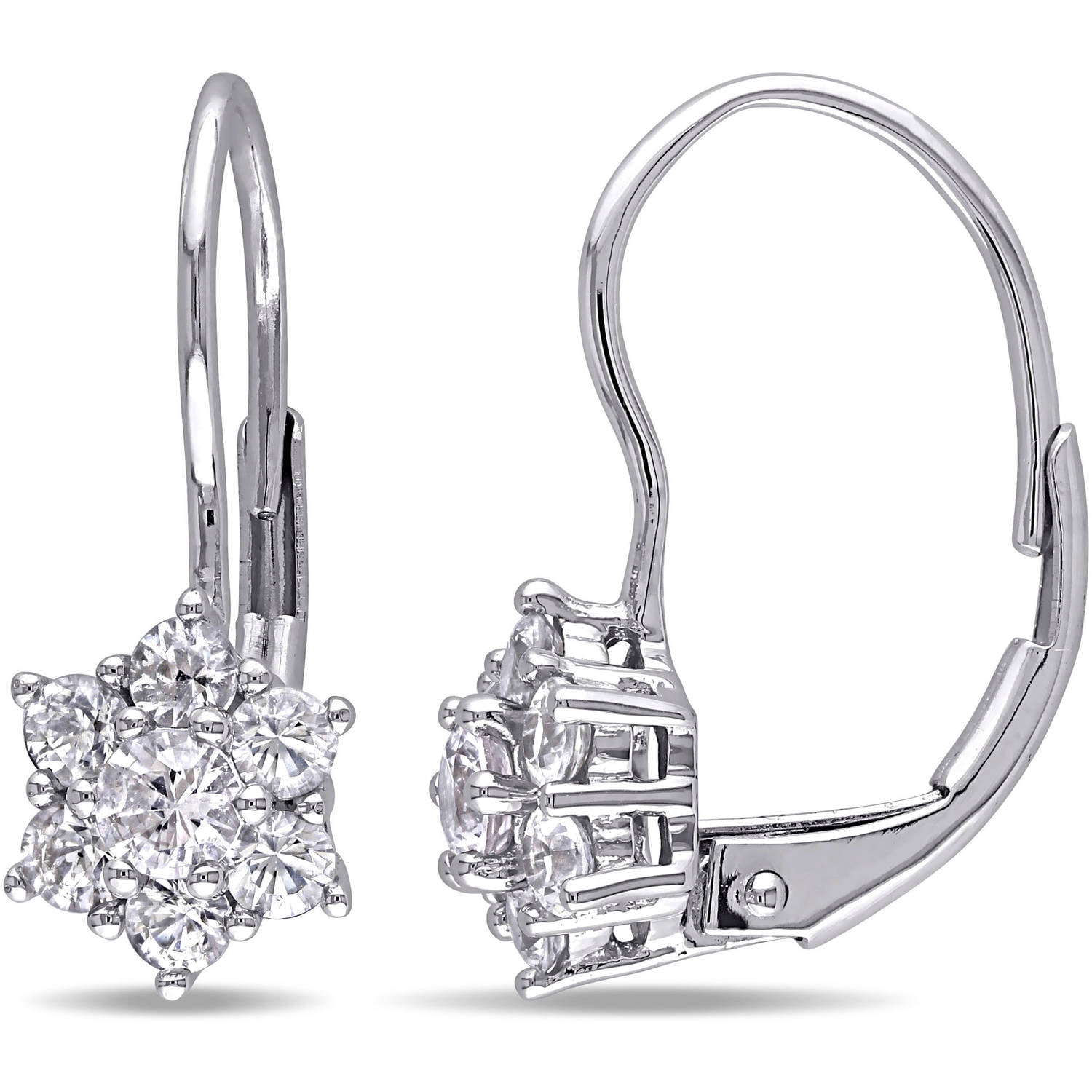 Details about   1 Ct Round Cut Diamond Three Stone Drop Lever Back Earrings 14K White Gold Over 