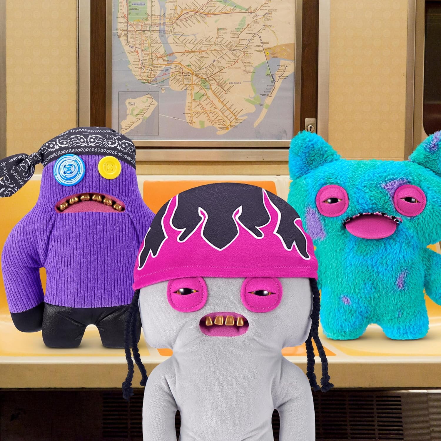 Fuggler Fugg Life 9 inch Plush Toy (Squidge Grey) by ZURU - Funny Ugly Monster Cuddly Toy with Human-Like Teeth