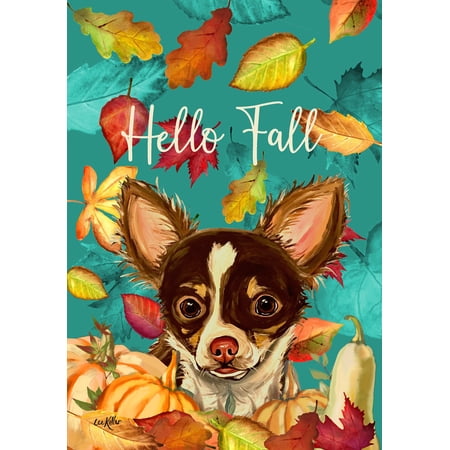 Chihuahua Longhair - Hippie Hound Studios Fall Garden Flag