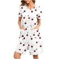 thumbnail image 2 of Sakmal White Moomoo Nightgowns for Women Cute with Pockets Loungewear Short Sleeve Nightgowns, 2 of 6