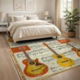thumbnail image 3 of ODIKA Guitar Vintage Rock Music Notes Repeating Distressed Hip Grunge for Living Room, Under Sectional, Family , Non-Slip Flatwoven, 3 of 7