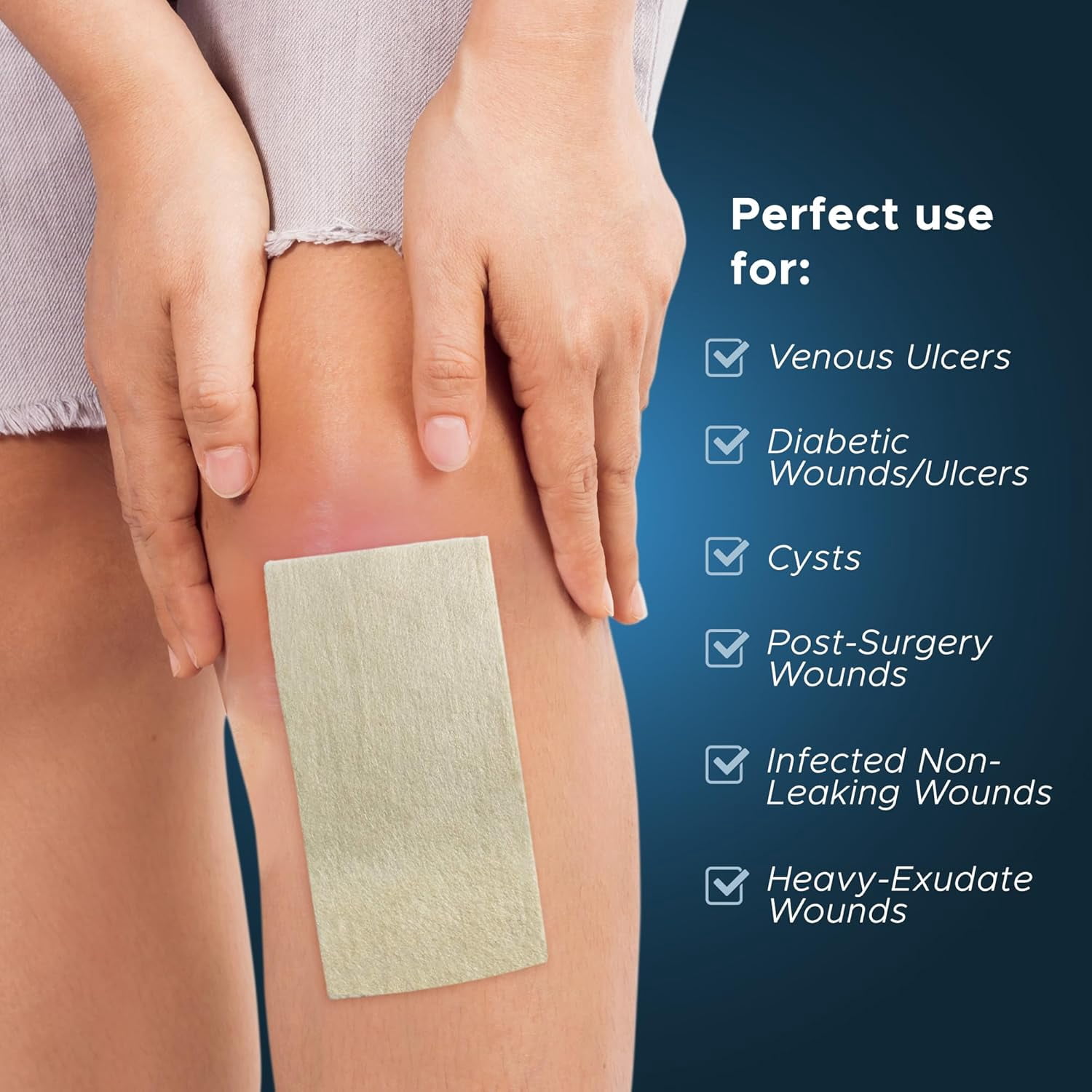 MED PRIDE Silver Calcium Alginate Non Stick Wound Pads, 4 X 8 Inch, 5 Count Sterile, Highly Absorbent