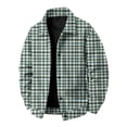 thumbnail image 2 of Zimjoy Corduroy Plaid Jacket for Men Button Down Vintage Long Sleeve Shacket Lightweight Regular Fit Western Jackets for Casual Fall Winter Green M, 2 of 9