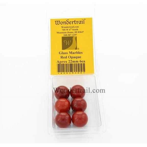 Red Opaque 22mm Glass Marbles Pack of 6 Wondertrail