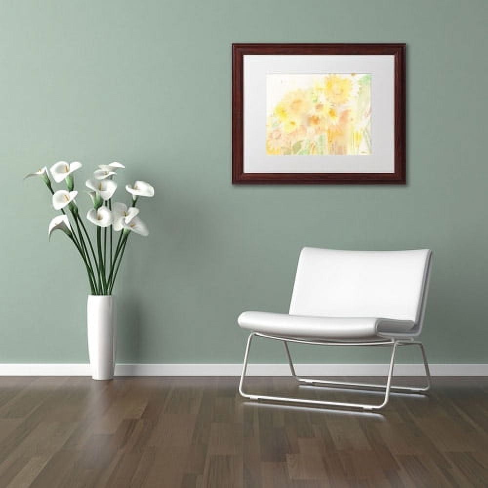 Trademark Fine Art "Amid Sunflowers" Canvas Art by Sheila Golden, White Matte, Wood Frame