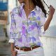 thumbnail image 2 of Camisetas de Mujer Casual, Manga Larga Impresa Solapa Botón Arriba Blusa, Ajuste Regular Poliéster Superior, 2 of 5