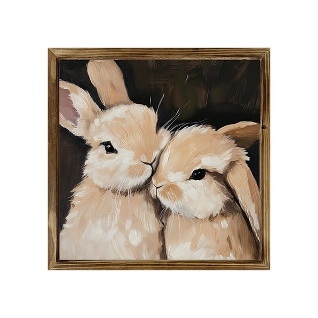 Diconna Easter Picture Frame Cute Bunny Pattern Photo Decorative Square Postcard Frame Table Ornaments