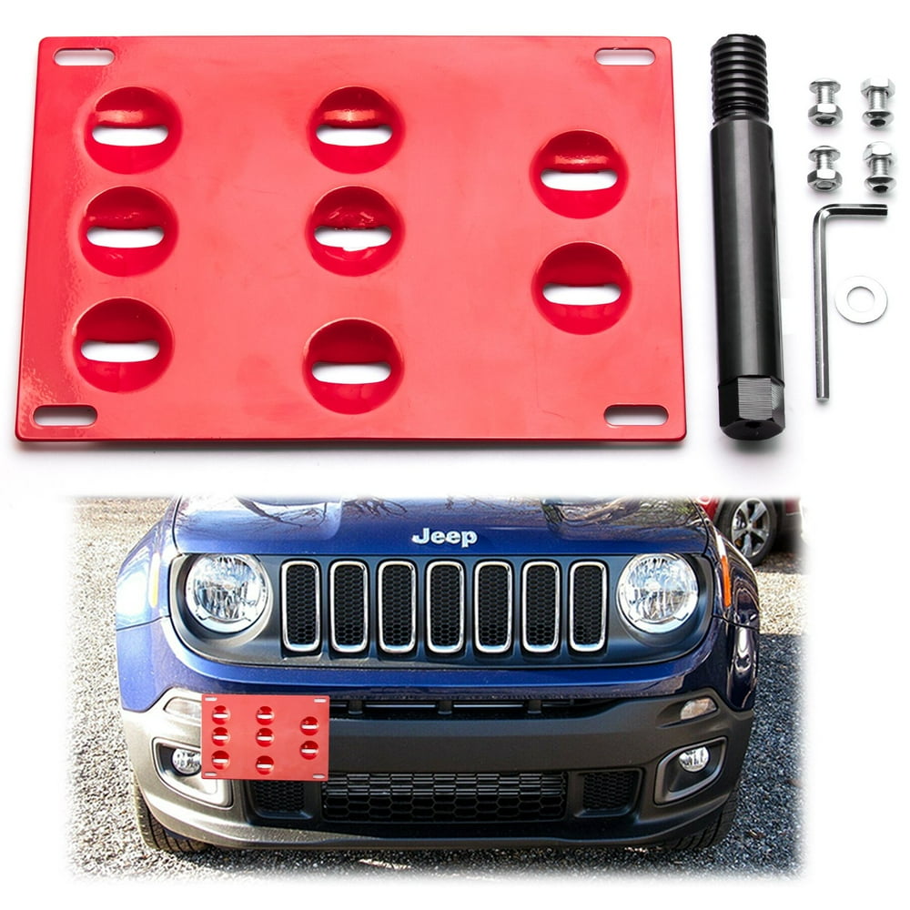 Xotic Tech Red Front Bumper Tow License Plate Mount Bracket Relocator