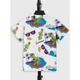 thumbnail image 4 of Mikrdoo Beach Surfing Dinosaur Print Boys Creative Button-down Shirt, Casual Short Sleeve Lapel Shirt Tops, Boys Clothes For Summer Outdoor, 4 of 9