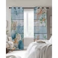 thumbnail image 3 of Marine Life Blackout Curtains for Bedroom Living Room, Shell Coral Eucalyptus Leaves Blue Wood Grain 54 In Long Thermal Insulated Room Darkening Drapes Grommet Window Treatments, 52 x 54 In, 3 of 9