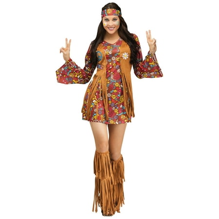 The Groovy 60's Adult Women Hippie Costume Peace & Love Flower Power ...
