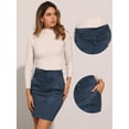 thumbnail image 2 of DARING DIVA Women's Faux Suede Skirt Belted Pencil Skirts L Dark Blue, 2 of 6