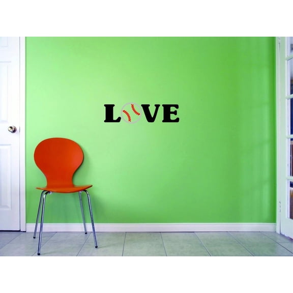 Custom Decals Love Baseball Wall Art Size: 6 X 20 Inches Color: Multi