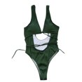 thumbnail image 3 of Generic Women's Sexy One Piece Swimsuits Deep V Neck Criss Cross Bathing Suit Sexy Backless Cut Out Textured Swimwear, 3 of 3