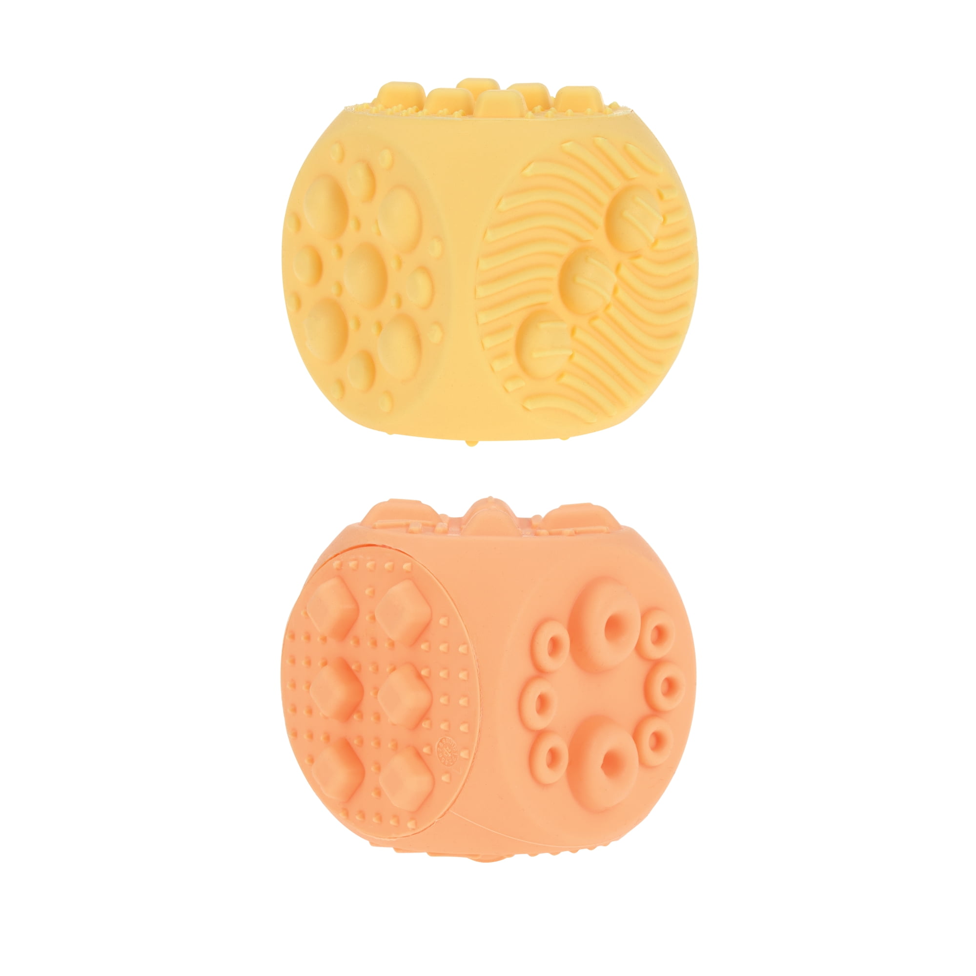 Nuby Silicone Block Poppers Sensory Teether Toy for Infants, Yellow/Orange, 2 Count