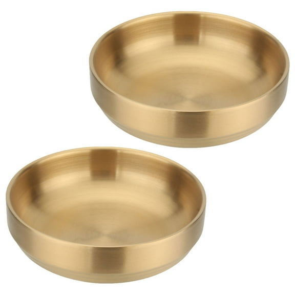ROSENICE 2Set Gold Stainless Steel Dipping Bowls Suitable for Condiment Dish in Kitchen Supply and Restaurants
