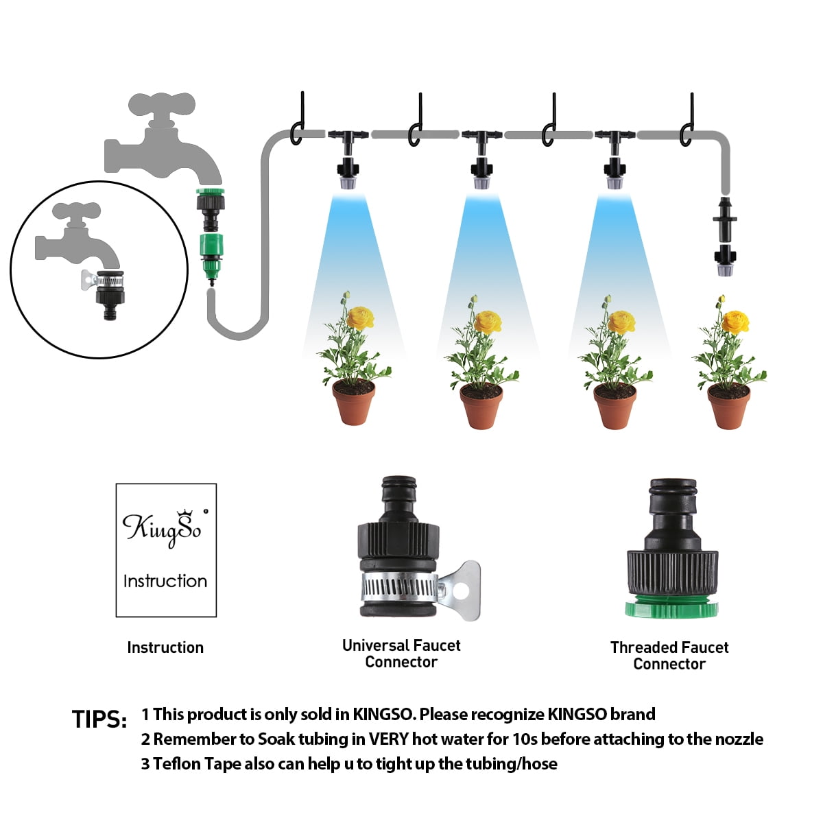 10m 33ft Outdoor Garden Patio Water Misting Sprinkler System Grass Plant Irrigation with 10