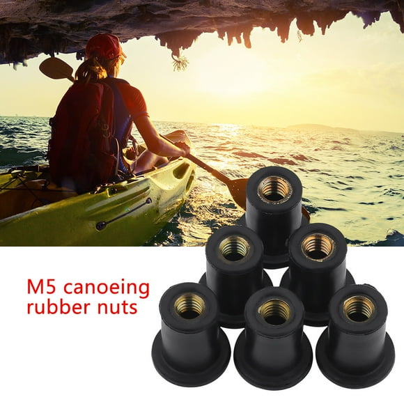 Well Nuts, 6pcs M5 Brass Nuts with Rubber Bushing Windshield Bolts for Motorcycles Kayak Canoe Boats