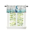 thumbnail image 2 of Kitchen Cafe Valance Curtain for Small Windows,Sea-maid Tail Scale on Wood Grain Rod Pocket Valances Ocean Marine Starfish Seaweed Window Treatment Panel for Living Room/Bedroom/Bathroom,60x18in, 2 of 9