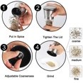 thumbnail image 5 of Molino de sal y pimienta con amoladora de cerámica no corrosiva ajustable y acero inoxidable 304, cuerpo de vidrio. Contiene 2 núcleos de cerámica de repuesto y un cepillo Feliz Sencillez, 5 of 5