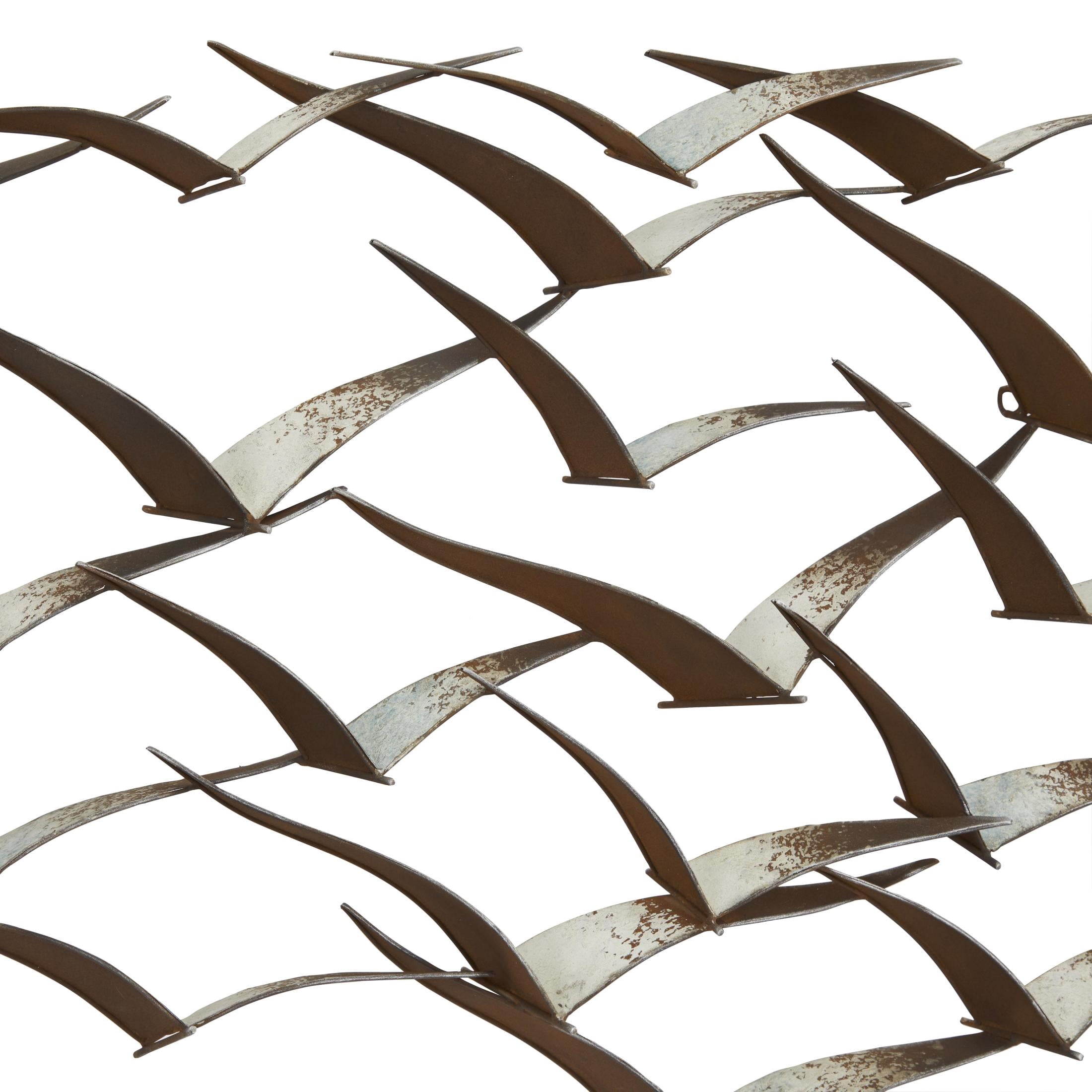 DecMode Brown Metal Flying Flock Of Bird Wall Decor