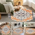 thumbnail image 6 of Orange Boho Large Area Rugs for Bedroom Living Room, Soft Non Slip Carpet Bedside Rug, Vintage Ethnic Tribe Abstract Art Round Floor Cover Kitchen Accent Rug 4' for Dining Room/Office, 6 of 9