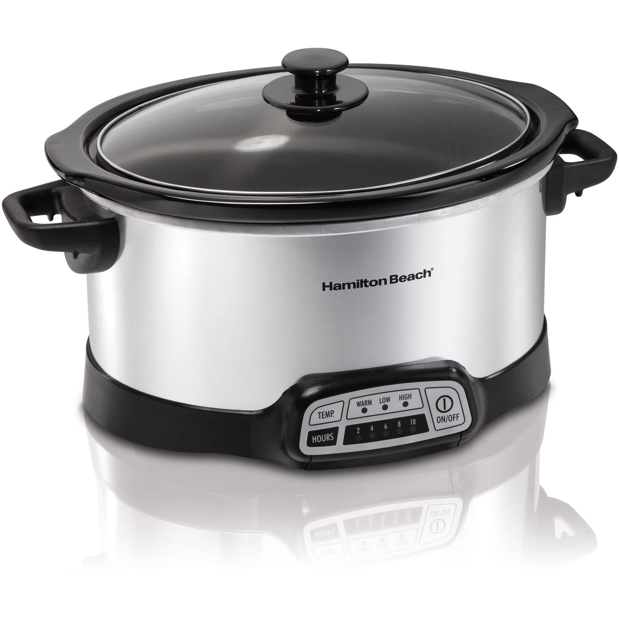 Stainless Steel 6 Quart Cook & Carry Programmable Slow Cooker with Digital Timer 