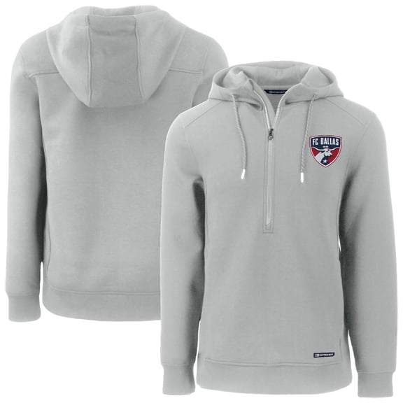 Men's Cutter & Buck Gray FC Dallas Roam Eco Half-Zip Recycled Pullover Hoodie