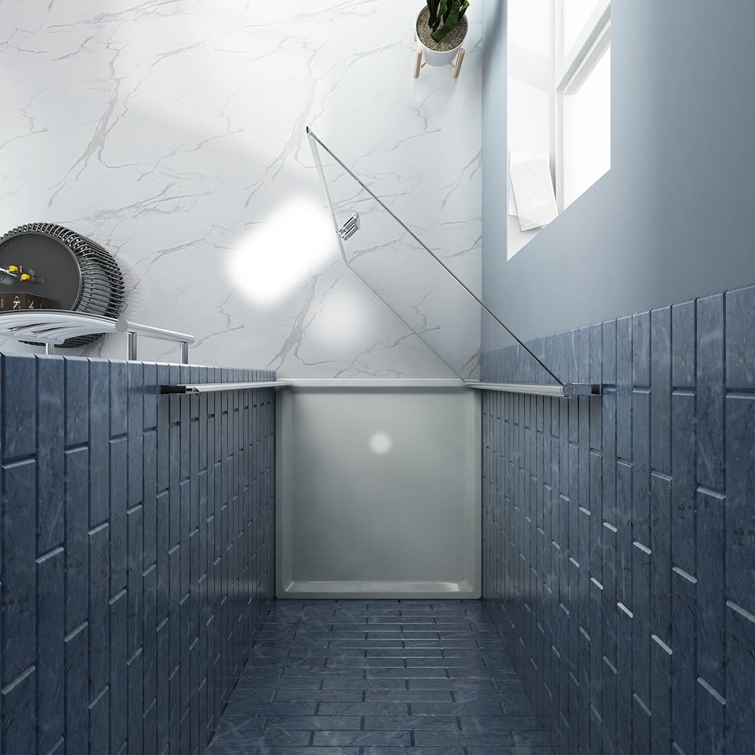Sunny Shower 32 in.W x 72 in.H Bi-Fold Pivot Glass Frameless Shower Door in Chrome Finish with 1/4 inch Clear Glass