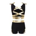thumbnail image 4 of Jizyo Kids Girls Rhinestone Print Crop Tank Tops and Shorts Set for Gymnastic Dance Training Gold 8, 4 of 5