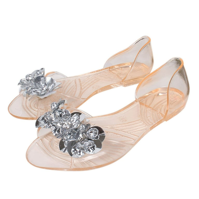 iOPQO Women s slipper Women s Shoes Fish Mouth Flashing Diamonds