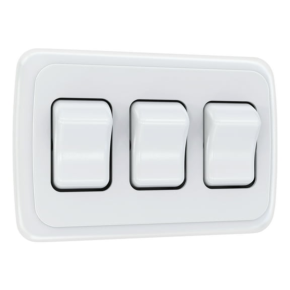 Leisure LED Contemporary Triple SPST On-Off Switch with Bezel, 12-Volt, for RV, Trailer, Camper (White)