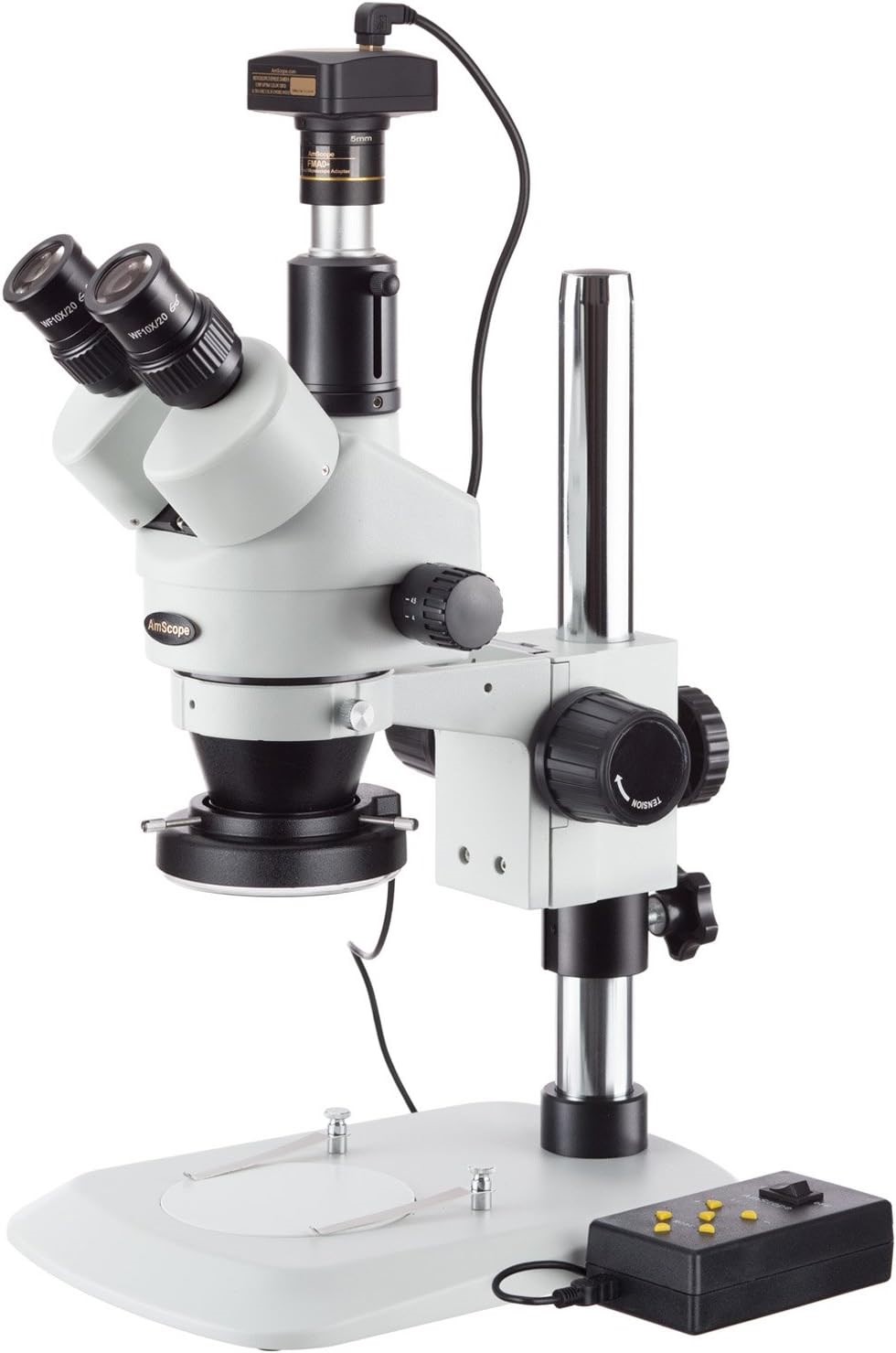 Microscopio Stereo Zoom AmScope 3.5X-90X – 144 LED, 18MP USB3.0, Trinoculare