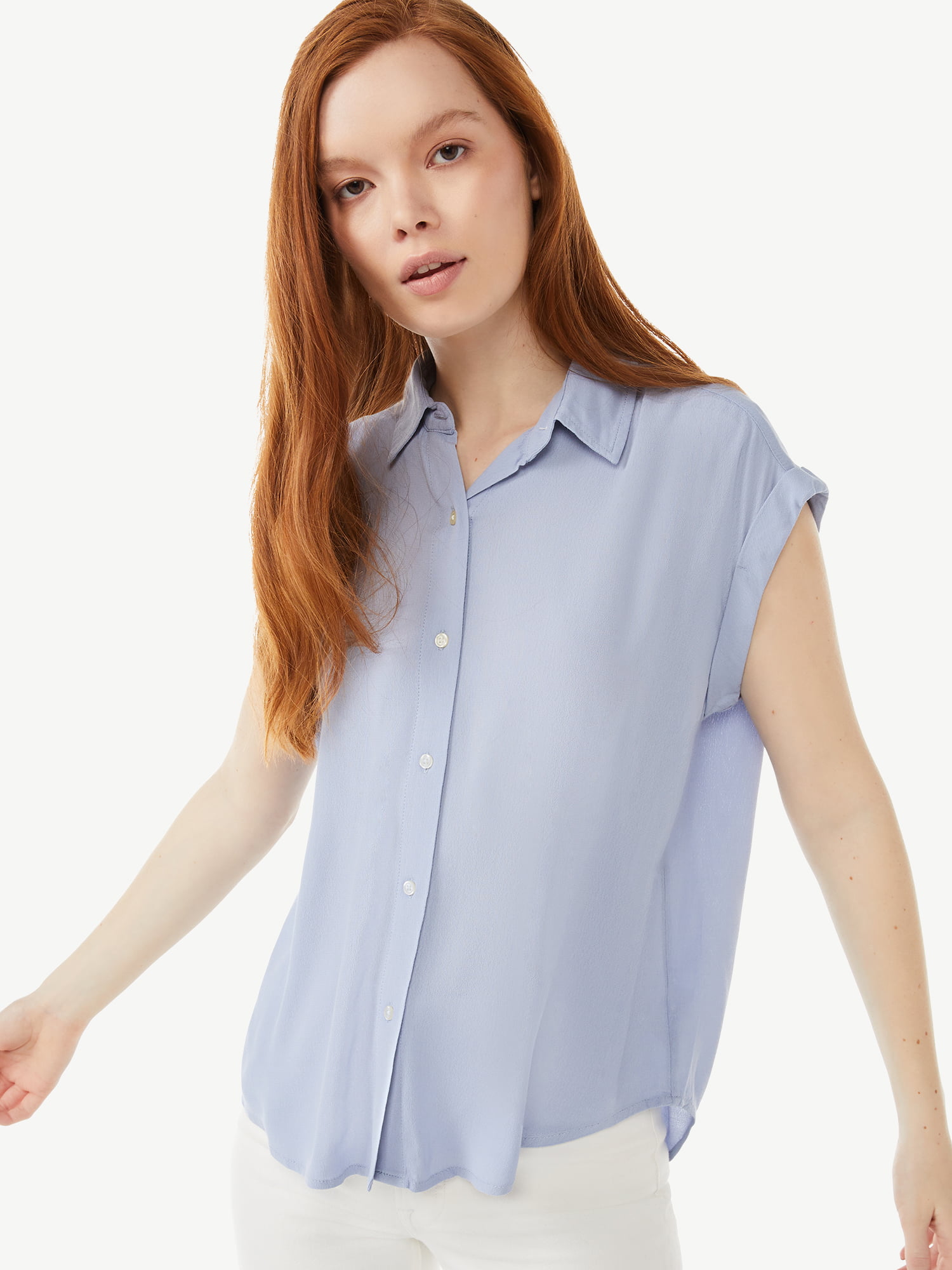 Free Assembly Women's Short Sleeve Button-Down Shirt - Walmart.com