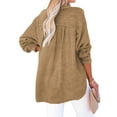 thumbnail image 3 of Womens Casual Button V Neck Long Sleeve Shirts Oversized Solid Blouses Tops Earthy Yellow L, 3 of 7