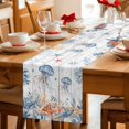 thumbnail image 5 of Jellyfish Coastal Table Runner 108 Inches, Summer Beach Coral Starfish Grey Wooden Bed Runner Dresser Scarves Tabletop for Indoor Outdoor Parties/Ceremony/Banquet, 13"x 108", 5 of 9