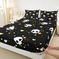 thumbnail image 4 of Manfei Thanksgiving Print Halloween Queen Sheets,Cartoon Skeleton Queen Sheet Sets,4 Pieces,1 Flat Sheet,1 Fitted Sheet and 2 Pillowcases, 4 of 6