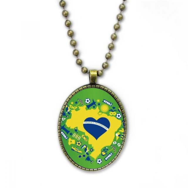 Heart Shaped orderm Brasil mapas Collar Colgante de cadena vintage Colección de joyas colgantes Unbranded M