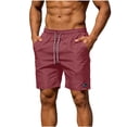 thumbnail image 3 of DDAPJ pyju Men Beach Athletic Shorts Drawstring Elasic Waist Swim Trunks Quick Dry Summer Shorts with Pockets Wine L, 3 of 8