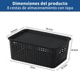 thumbnail image 2 of 8 Cajas de Almacenamiento de Plástico con Tapa, Contenedores Apilables y Resistentes, 26.3x18.5x10.3 cm para Organizar Armario, Dormitorio, Baño, Cocina, Sala y Oficina (Negro), 2 of 7