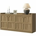 thumbnail image 3 of SICOTAS 62"W Large Sideboard Buffet Cabinet with 4 Doors, Farmhouse Kitchen Credenza with Adjustable Shelves, Console Cabinet, Sideboard TV Stand for Living Room, Brown Oak, 3 of 6